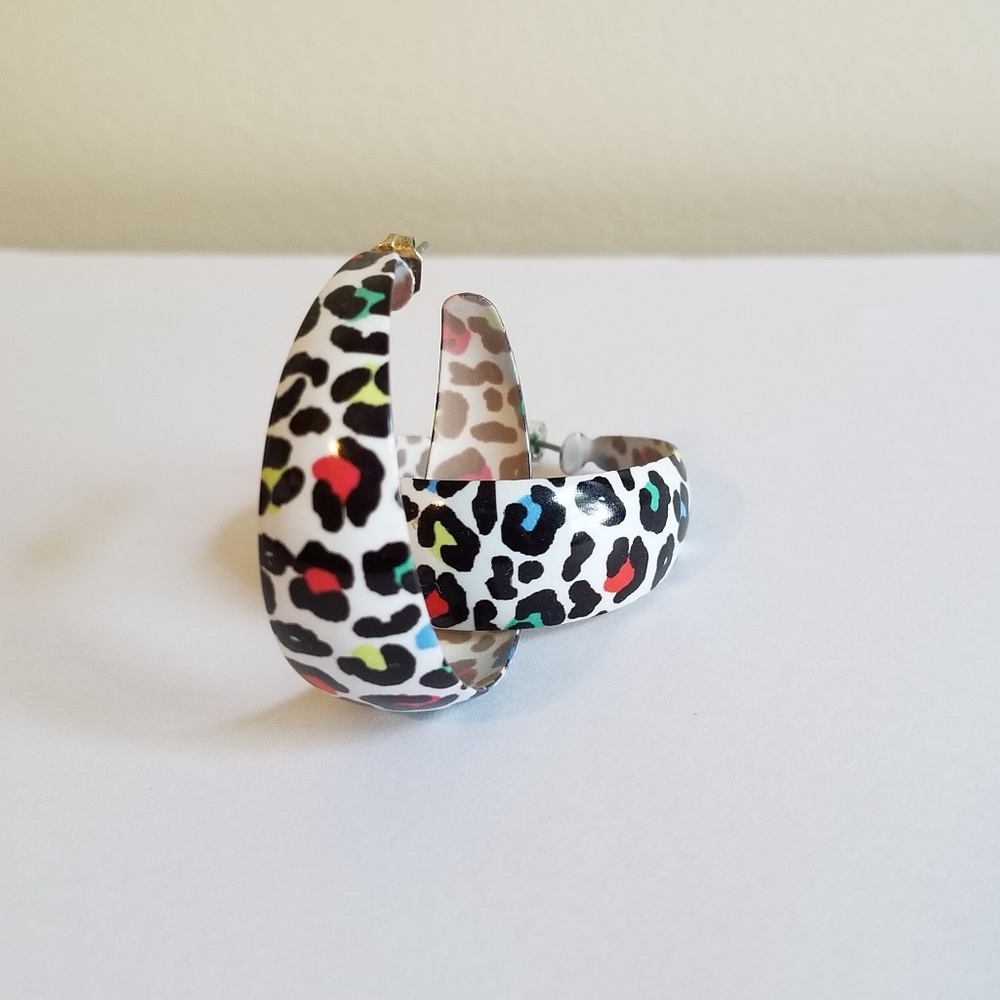 Neon Cheetah Print Hoop Earrings